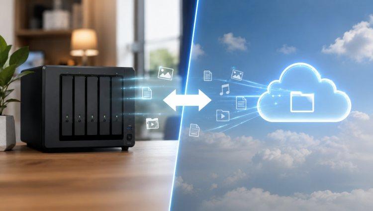 Zu sehen ist das Beitragsbild zum Thema: NAS vs. Cloud: Welche Speicherlösung passt zu dir